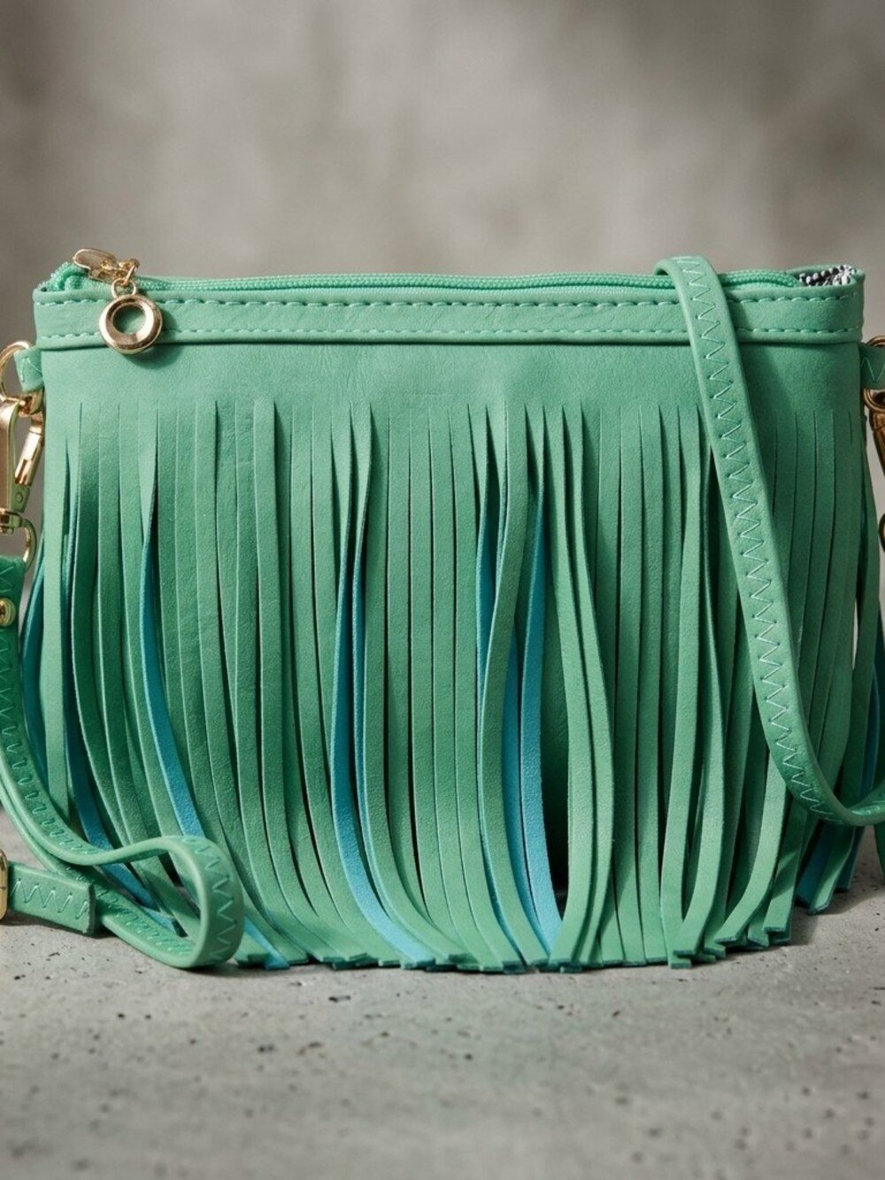 Turquoise Fringe Crossbody Bag - Picture 3 of 5